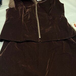 NWT Vintage JODI Toronto New York Velvet Corduroy Vest & Skirt Set – Brown – Siz